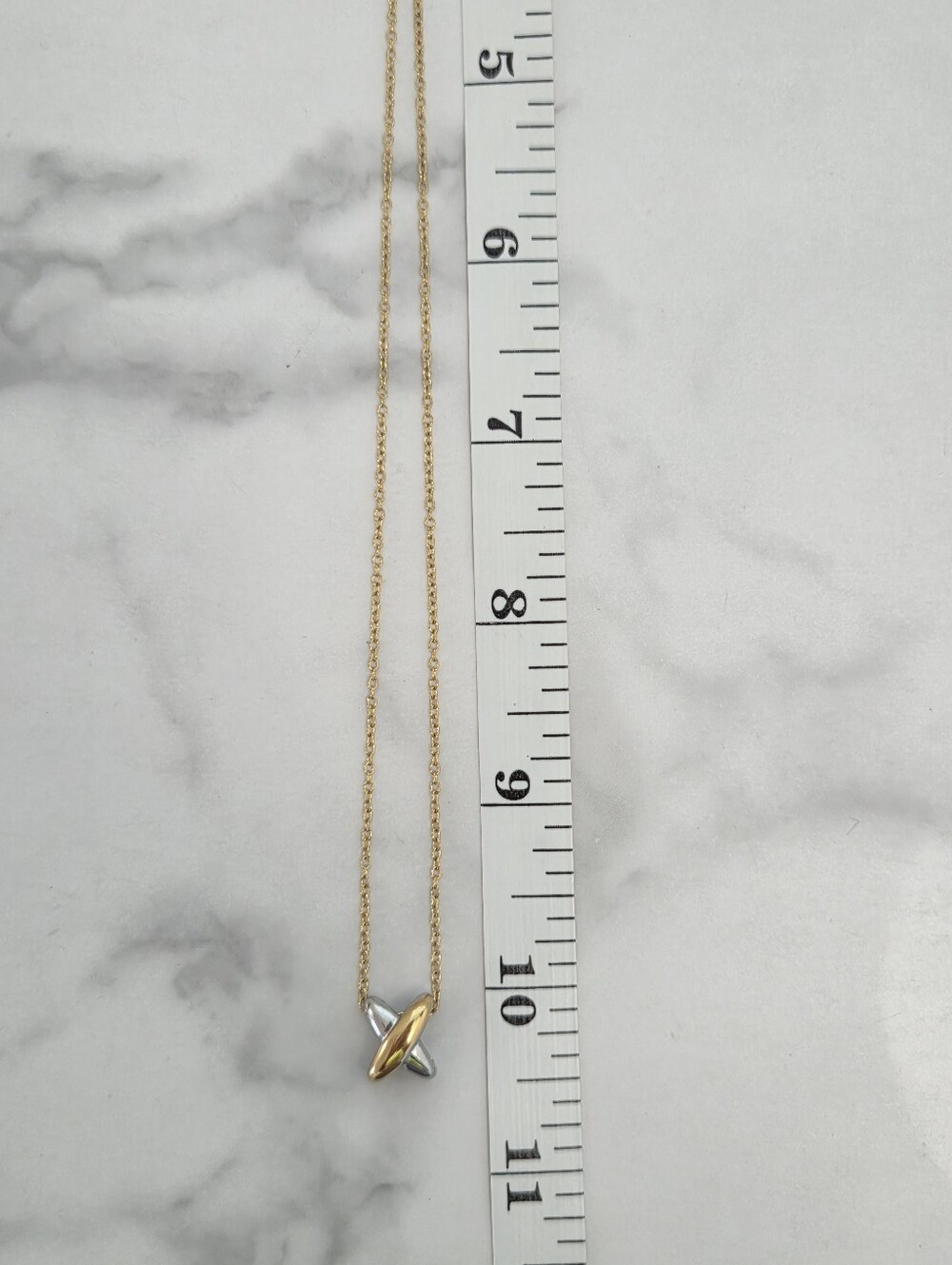 Two Tone Gold & Silver Pendant Necklace Minimalist Jewelry - Picture 11 of 16